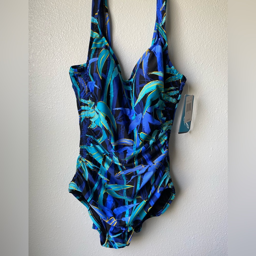 NWT Azul by Maxine of Hollywood Blue One piece Swimsuit